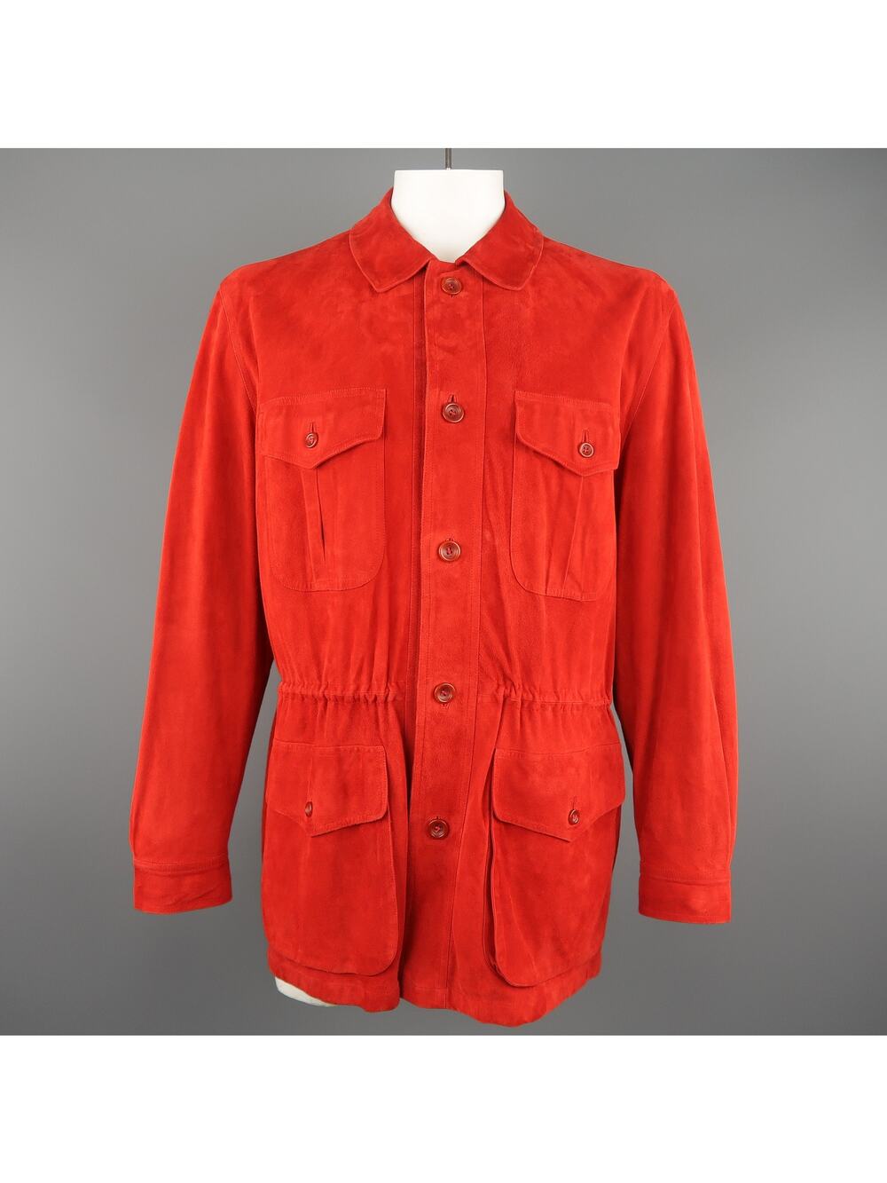 VALSTAR 42 Red Suede Four Pocket Drawstring Waist Coat